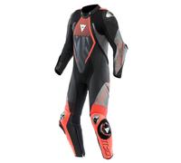 Dainese Audax D-Zip perforated 1-Piece Motorcycle Leather Suit, black-grey-red, size 46