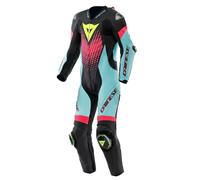 Dainese Laguna Seca 6 Perforated One Piece Leather Suit - Black / Water / Fuxia
