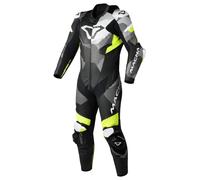 Macna Ignite perforated One Piece Motorcycle Leather Suit, black-white-yellow, size 48 for Men