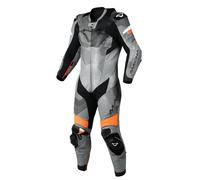 Macna Ignite perforated One Piece Motorcycle Leather Suit, black-grey-orange, size 56 for Men