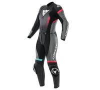 Motorcycle Suit Leather Woman Dainese FULMINEA 2PCS Black/Anthracite/White