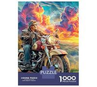 Motorcycle Sunset 3-Layer Cardboard 1000 Pc Floral Biker Puzzle, Impossible Hard, Logic Training, Stress Relief & Family Collector Gift 38x26cm/1000pcs