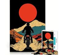 Motorcycle Sunset Ride 1000 Pieces Puzzles for Teenagers Serene Game Smooth Joint Pattern Build (38x52cm)