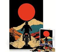 Motorcycle Sunset Ride 1000 Pieces Puzzles for Teenagers Serene Game Smooth Joint Pattern Build (38x52cm)