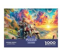 Motorcycle SunsetOverwhelming 1000-Piece Jigsaw Puzzles for Adults A Crusade Through Impossible, Hard, And Difficult Challenging Puzzle Games - The Most Prestigious Gift for Adult And Teenage Conquer