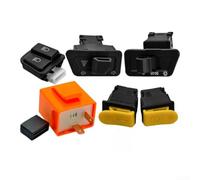 Motorcycle switch button kit with multiple control switches including turn signal, hazard lights, and headlight for horn operation compatibility