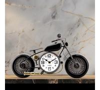 Motorcycle Tabletop Clock, Vintage Decorative Wall Clock Battery Operated, Rustic Desk Clock for Mantel Shelf Desk Decor, Silent Non-Ticking Metal Clock for Living Room Office Kitchen Bedroom, Golden