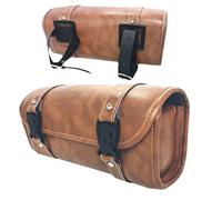 Motorcycle Tail Bag, Leather, Rear Tool Organiser for Men, Women, Multi-Purpose Equipment Bag with Secure Attachment Operation for Bicycle, Scooter, Cycling, Road Trips, Braunfa