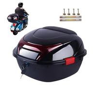 Motorcycle Tail Box - Storage Trunk, Luggage Carrier, Hard Shell Case | Waterproof Top Case with Reflectors and Built-in Base, Heavy Duty Rear Storage for Helmets Tools Jackets Travel Use