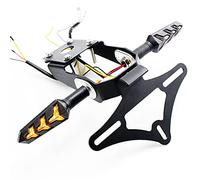 Motorcycle Tail Tidy For Kawasaki Ninja 650 Z650 2017-2021 Licence Plate Holder Fender Eliminator Bracket Mount with Turn Signal Indicator Sequential Flowing LED Light (Full Set (Holder+Indicators))