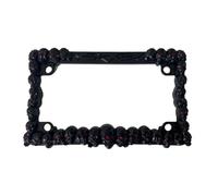 Motorcycle Tail Tidy Motorcycle Plastic License Plate Frames Motorbike Holder Cover(Black skull)