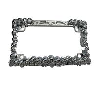 Motorcycle Tail Tidy Motorcycle Plastic License Plate Frames Motorbike Holder Cover(Silver skull)
