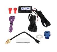 Motorcycle Thermometer LCD Digital Oil Temperature Voltage Time Speed Display Meter 4 in 1 Multifunctional Blue Backlight for Universal Motorcycles ABS Material 60x30x11.5mm (M20x1.0)