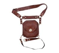 Motorcycle Thigh Bag - Steampunk Faux Leather Leg Pouch | Versatile Thigh Compartment for Travel, Hiking, Gym, Running, Riding, Walking, Light brown, Se référer au descriptif, Refer to description