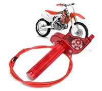 Motorcycle Throttle Assembly with Throttle Cable CNC Throttle Grip Universal for 7/8" 22mm Most Motorbike Handlebars CRF YZ PW KX KLX RM DR DRZ -Red