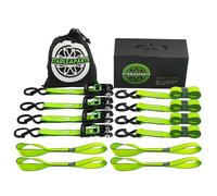 Motorcycle Tie Down Strap (4PK) - 2,100lb Break Strength Premium 15ft Ratchet Tie Down Straps Set, Soft Loop Ratchet Straps for Moving Appliances, Lawn Equipment, Cargo Straps for Trucks