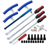Motorcycle Tire Repair Tool Kit, 31 PCS Tire Spoon Pry Bar Lever Valve Stem Repair Car Puncture Repair for Autos Cars Motorcycles(Blue)