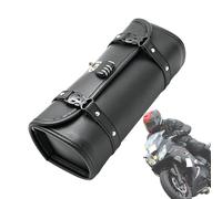 Motorcycle Tool Bag - Lockable Waterproof PU Leather Handlebar Storage Pouch, Retro Roll Saddlebag | Compact and Front Fork Bag for Motorcycles, Perfect for Tools and Essins