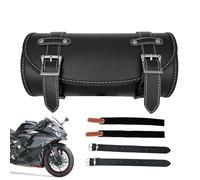 Motorcycle Tool Bag - Retro Leather Cover, Weatherproof Handlebar Equipment, Multi-Strap Compact Bag with Buckle Closure, Fork Mounted Storage for Scooter Adventures, Road Trips, F