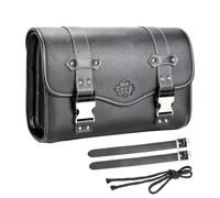 Motorcycle Tool Bag - Waterproof PU Leather Retro Bag, 27x14x20cm Compact Storage, 680g Solid Mass + 10.6-Inch Reach, durrable Nylon Lining - for Handlebar Fork & Side Stand Daily Ride
