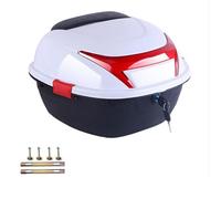 Motorcycle Top Box with 32L Volume Motorbike Back Top Case with Secure Lock & Large Reflector Motorcycle Tour Tail Box for Scooters Mopeds White