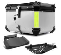 Motorcycle Top case 45L 55L 65L 80L 100L Top Box,Aluminum top case,Motorcycle Trunk Tour Tail Box,Heavy Duty Tour Storage Tail Carrier Case,Black/Silver(Silver,80 L)