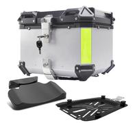 Motorcycle Top case 45L 55L 65L 80L 100L Top Box,Aluminum top case,Motorcycle Trunk Tour Tail Box,Heavy Duty Tour Storage Tail Carrier Case,Black/Silver(Silver,55 L)