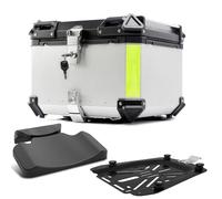 Motorcycle Top case 45L 55L 65L 80L 100L Top Box,Aluminum top case,Motorcycle Trunk Tour Tail Box,Heavy Duty Tour Storage Tail Carrier Case,Black/Silver(Silver,45 L)