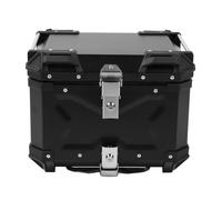 Motorcycle Top Case, Spacious Motorcycle Trunk Box 45L Heat Cold Resistant Stainless Steel Latches Aluminum Alloy with Back Cushion for Motorbike (Black)