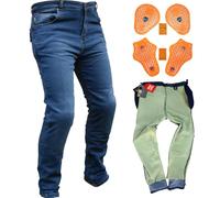 Motorcycle Touring 3D Flat Level 2 Armoured Stretch Denim Dual Layer Biker Jeans - Full Aramid Lined Abrasion Burst Resistance Protection - AA Safety Rated (UK, Waist & Inseam, 30, 30, Blue)