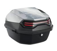 Motorcycle Trunk with Leather Lining, Waterproof Case and Safety Lock - Top Case with Installation Plate for Scooter, Motorcycle, Moped and Quad (Only Gray)