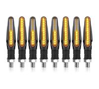 Motorcycle Turn Signal Turn Signal Lights Motorcycle LED Signals Light Amber Flasher Flowing Water Built Relay 12LED Lamp Flashing(8 Pcs and Relay)
