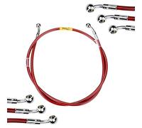 Motorcycle Universal Hydraulic red Brake Hose 10mm Fixed Fittings 28°-28°Stainless Steel Braided Hose 400-2400mm for Motorcycles, ATVs, Dirt Bikes, Street Racers