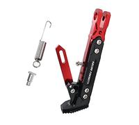 Motorcycle Universal Kickstand Adjustable Modified CNC Aluminum Alloy Adjustable Tripod Holder Kickstand Foot Side Support Stand Motor Scooter Motorbike Motocross Electric Dit Pit Bike （Red) (Red)