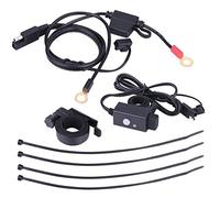 Motorcycle USB Adapter Waterproof Motorcycle SAE to Dual USB Phone GPS Kit Cable Adapter with Cable Ties, Extension Harness & Handle Holder