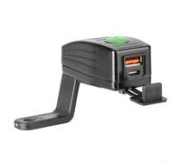 Motorcycle USB Charger 12V-24V Dual Port Fast Charge(Green Car mirror)