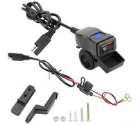 Motorcycle Usb Charger Dual Port For Qc3.0 Fast Charging Socket With Switch And Digital Voltmeter Display Waterproof Ipx6 Handlebar Mount For Phone Tablet Blue 12v System