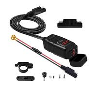 Motorcycle USB Charger Type C PD and QC3.0 Fast Charging SAE to USB Adapter Red, 14x3.4x15.2cm