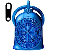 Motorcycle Viking Bell - Motorcycle Angel Bell for Men and Women, Motorcycle Accessories (Black Silver) (Blue)