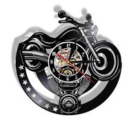 Motorcycle Vinyl Record Wall Clock Garage Unique Art Design Vintage Watch Timepiece Man Cave Workshop Decor Motorbikers Gift Without LED