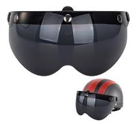 Motorcycle Visor, Motorcycle Helmet Visor, 3 Snap-Button Windproof Sun Protection, Flip Up Down Open Retro Half Face Shield, Black, Helmet Accessories