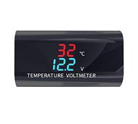Motorcycle Voltmeter Thermometer 12V Digital Voltmeter Gauge Temperature Monitor LED Display Voltage Meter for Multimeter Tester
