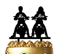 Motorcycle Wedding Cake Topper, Ride with Me Forever Cake Topper, Funny Mr & Mrs Cake Topper for Wedding/Anniversary/Bridal Shower Party Decor