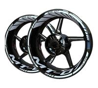 Motorcycle Wheel Stickers Front and Rear Set Stripes Reflective Rim for Yamaha Mt07 Mt-07 2022 Rim Decal(Bianco)