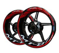 Motorcycle Wheel Stickers Front and Rear Set Stripes Reflective Rim for Yamaha Mt07 Mt-07 2022 Wheel hub Sticker(Red White)