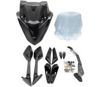 Motorcycle Windscreen Windshield Glass With Front Mask Panel Rear View Mirror For Yamaha NMAX155 NMAX125 2021-2023 Adjustable(Light Smoke)