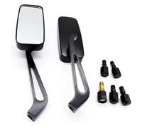 Motorcycle Wing Mirror 8mm/10mm Universal Side Mirror Motorcycle Handlebar Rear View Rectangle Black Square Smoke Blue Glass Rearview(Black Blue lens)
