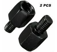 Motorcycle Wing Mirror Adapter - Aluminium 10mm Female to 8mm Male, Black, for Handlebar Mount