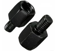 Motorcycle Wing Mirror Adaptor, 2-Pack, 10mm Female to 8mm Male, Aluminium Construction, Black Finish, for Motorcycle Handlebar Mounting