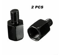 Motorcycle Wing Mirror Adaptor - Aluminium 10mm Female to 8mm Male Thread Converter for Handlebar Mounts, Black (2-Pack), Compatible with